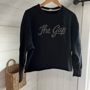 GAP Black Cropped Crewneck Sweatshirt